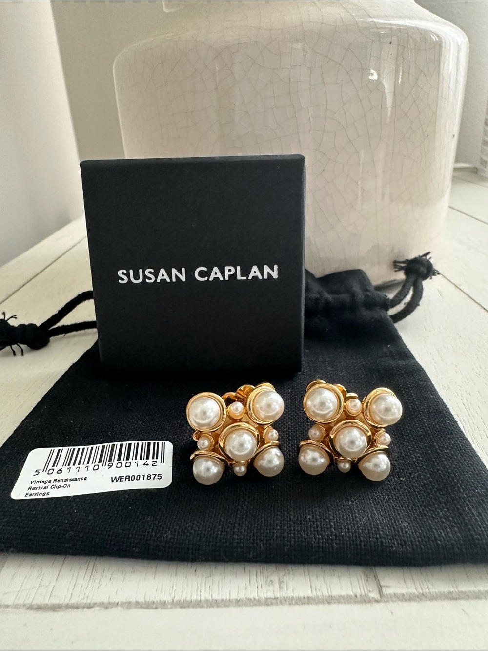 Susan Caplan Vintage Renaissance Revival Pearl Clip-on Earrings - Picture 3 of 9